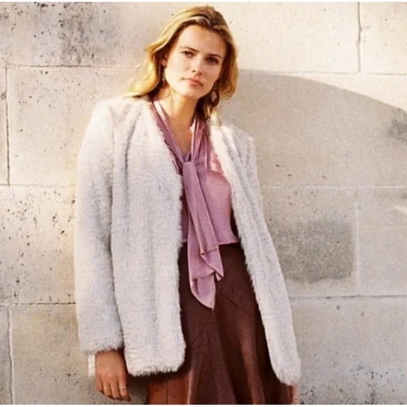 Anthropologie Noemie faux Fur Jacket Off White Color NWT SZ 1X - Picture 5 of 13